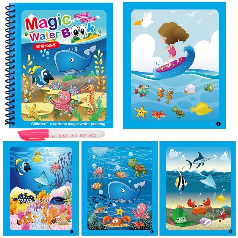Early Education Montessori Painting Drawing Board For Kids Toys Coloring Book Doodle & Magic Pen Magic Water Drawing Book - SJB-DIAMOND ELITES