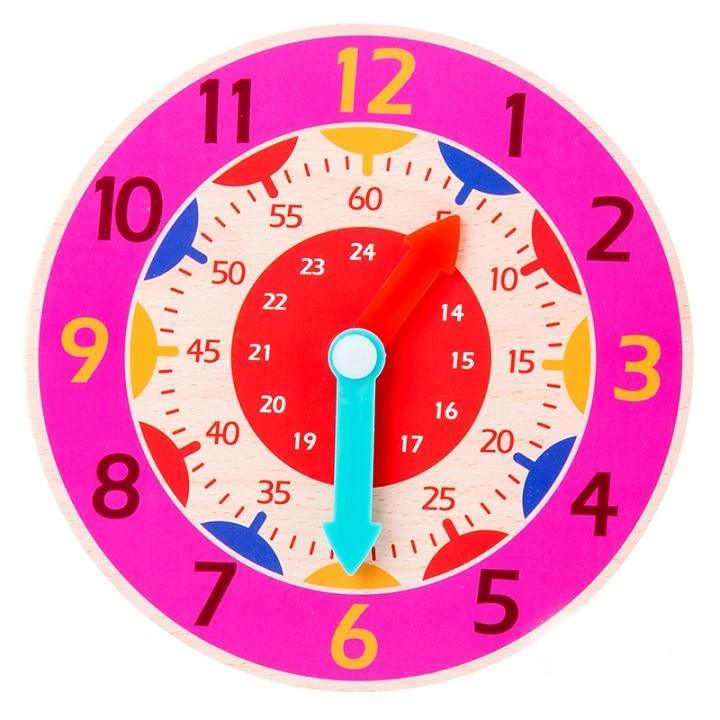 Children Montessori Wooden Clock Toys Hour Minute Second Cognition Colorful Clocks Toys for Kids Early Preschool Teaching Aids - SJB-DIAMOND ELITES