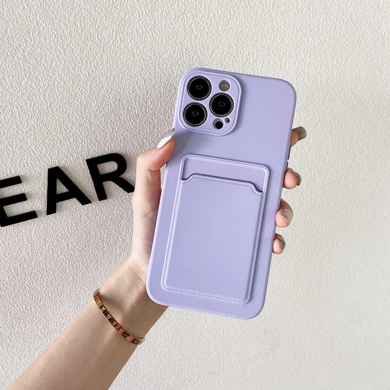 Soft Silicone Phone Case For iPhone 14 13 Pro Max 13Pro Silicone Soft Mobile Phone Case Wallet Card Holder Cover Slim Fit Thin Protective Soft Shock-Absorbing Wallet Case Stevvex