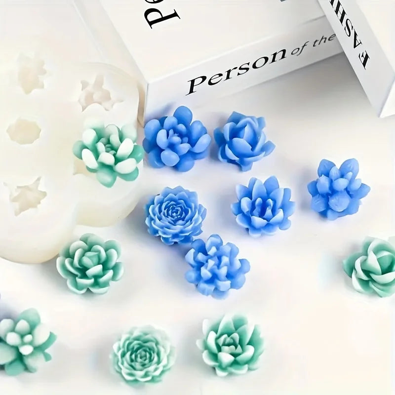 Succulent Plant Candle Mold 3D Succulent Silicone Mold Is Used for Scented Candle Resin Casting, Dessert Cake Decoration Lootquake LLC
