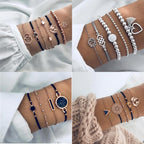 Boho Rose Map Bracelets & Bangles for Women Bohemian Round  Charm Bracelet Set Fashion Multilayer Accessories Luxury Jewelry - SJB-DIAMOND ELITES