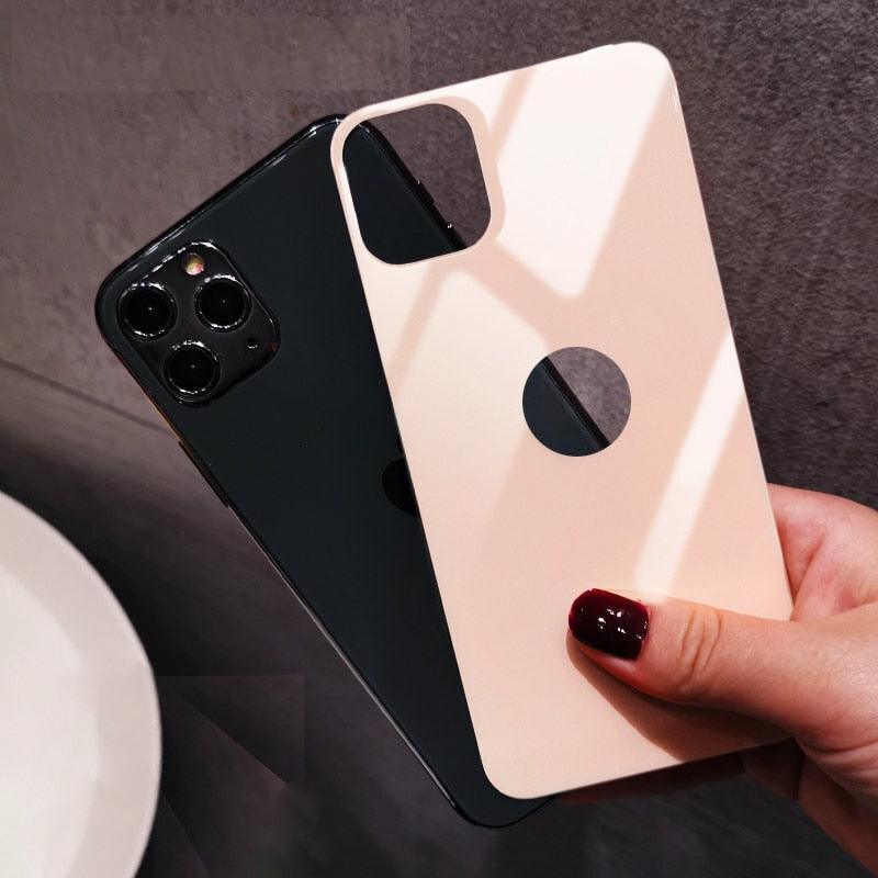 Back 9H Tempered Glass For iPhone 14 Plus 13 12 mini 11 Pro X XR XS Max Rear Screen Protector Protective Film Gold Black White Anti Scratch Edge to Edge Coverage Back Glass for iPhone Stevvex