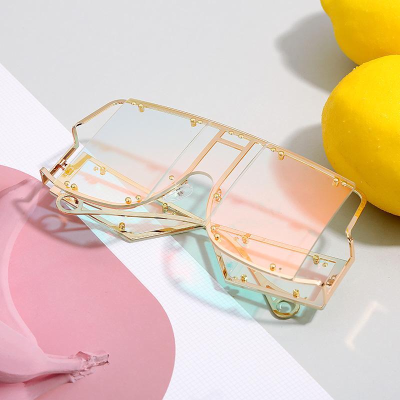 Luxury Modern NEW Fashion Square  Oversized and Big Frame Woman and Ladies SunglasseBrand Metal Rivet Trend Unique Female Eyewear Wth UV 400 Protection - SJB-DIAMOND ELITES