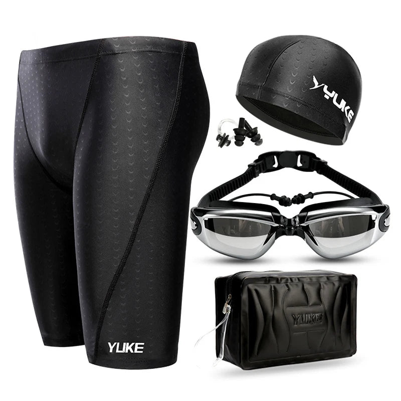 Men Swim Shorts Waterproof Goggles & Ear-plug Cap - SJB-DIAMOND ELITES