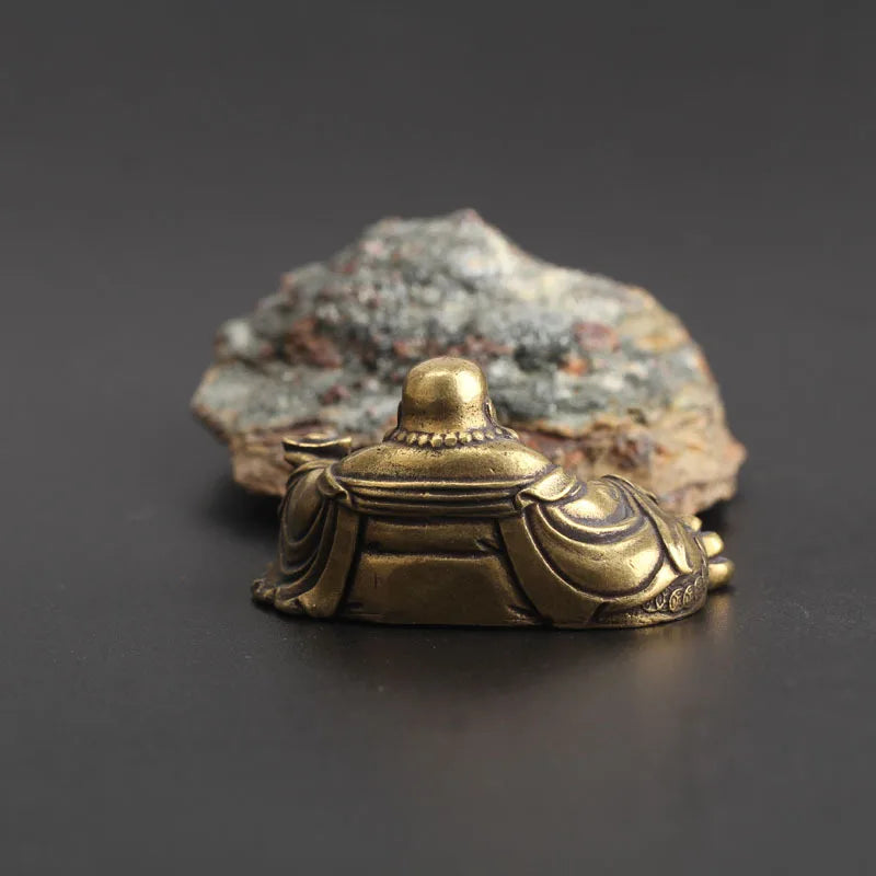 Antique Copper Maitreya Buddha Statue Small Desktop Brass Ornament Home Decor Sculptures Religions Room Desk Decoration Figurine Lootquake LLC