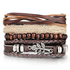 BOHO Tibet Stone Feather Multilayer Leather Bracelet Eye Fish Charms Beads Bracelets For Men Vintage Punk Wrap Wristband Cool Jewelry - SJB-DIAMOND ELITES