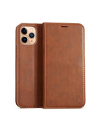 Brown Genuine Leather Flip Case For iPhone Luxury Wallet Card Cover For iPhone 14 13 Leather iPhone Case Kickstand Card Holder Flip Leather Wallet Phone Case Stevvex