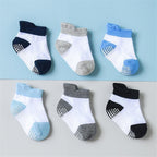 6 Pairs Cotton Baby 's Non-slip Boat Low Cut Floor Socks With Rubber Grips For Boys & Girls Sock