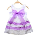 Luxury Summer Fashion Purple Stripe Round Neck Sleeveless Chiffon Dresses for baby Girls With Big Bow