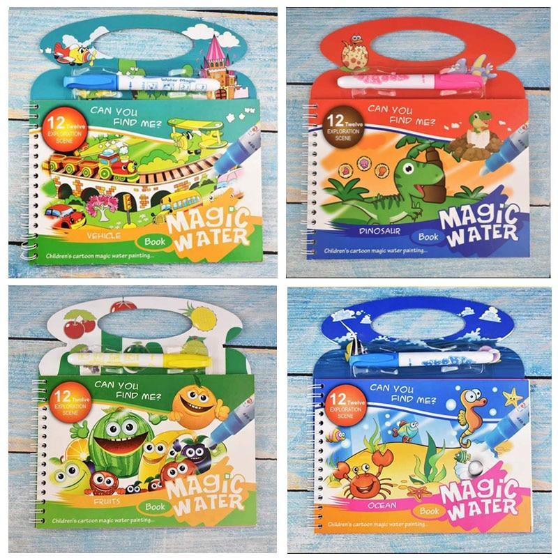 Montessori Coloring Book Doodle & Reusable Magic Pen Painting Drawing Board For Kids Baby Educational Birthday Toy - SJB-DIAMOND ELITES