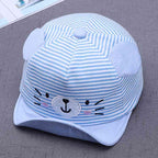 Cartoon Bear Baby Hat Cap Adjustable Baseball Cap Cute Striped Cotton Kids Sun Hat for Baby Boys