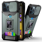Slide Camera Cover Kickstand Card Wallet Case for iPhone11 X XS 8  Shockproof Protective Phone Case  Wallet Case for iPhone With Sliding Camera Case With Kickstand Magnetic Adjustable Ring Holder Stevvex