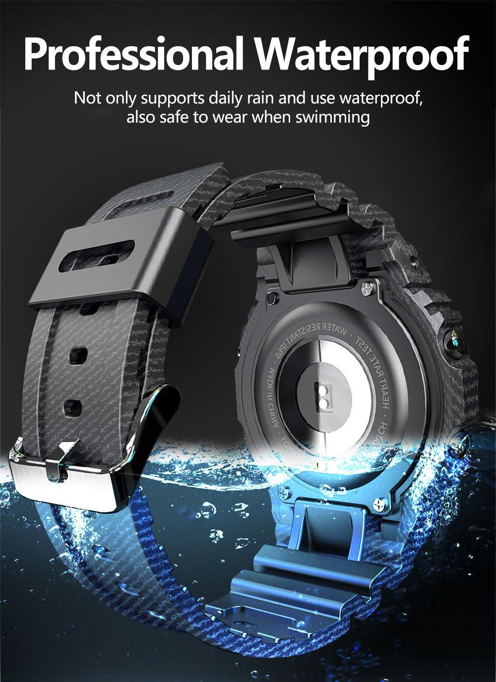Ocean Army Smart Watch For Menand Woman For  Fitness and Sport With Tracker Blood Pressure Message Push Heart Rate Monitor and Clock Smartwatc For Android - SJB-DIAMOND ELITES