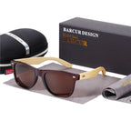 STEVVEX Bamboo Shades Dark Sunglasses Square Night Glasses Polarized Wood Handmade Eyewear For Women and Men With UV400 Protection - SJB-DIAMOND ELITES