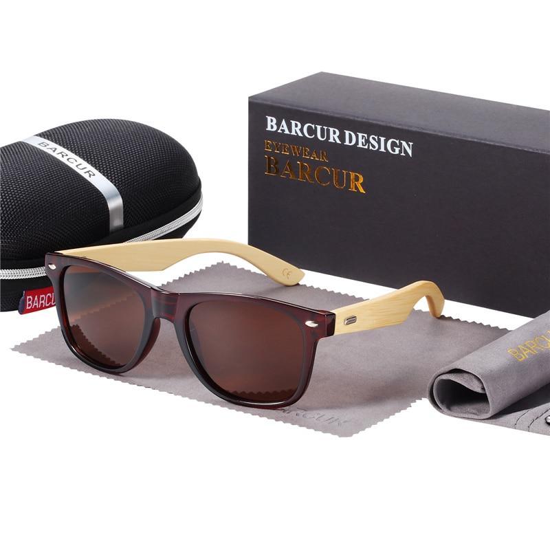 STEVVEX Bamboo Shades Dark Sunglasses Square Night Glasses Polarized Wood Handmade Eyewear For Women and Men With UV400 Protection - SJB-DIAMOND ELITES