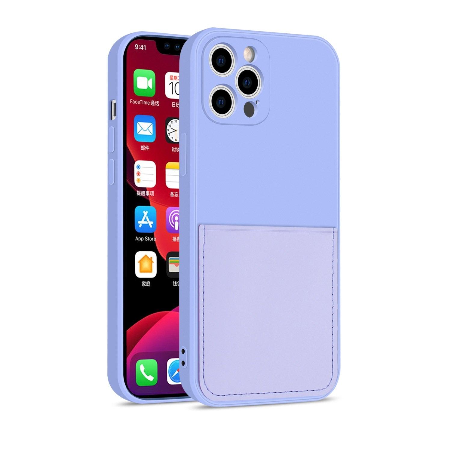 Simple Wallet Case For iphone Silicone Case For iphone 13 12 11 Pro Max Mini With Card Holder Cover Classic Silicone Full Protection Anti-Scratch Shockproof Case Stevvex