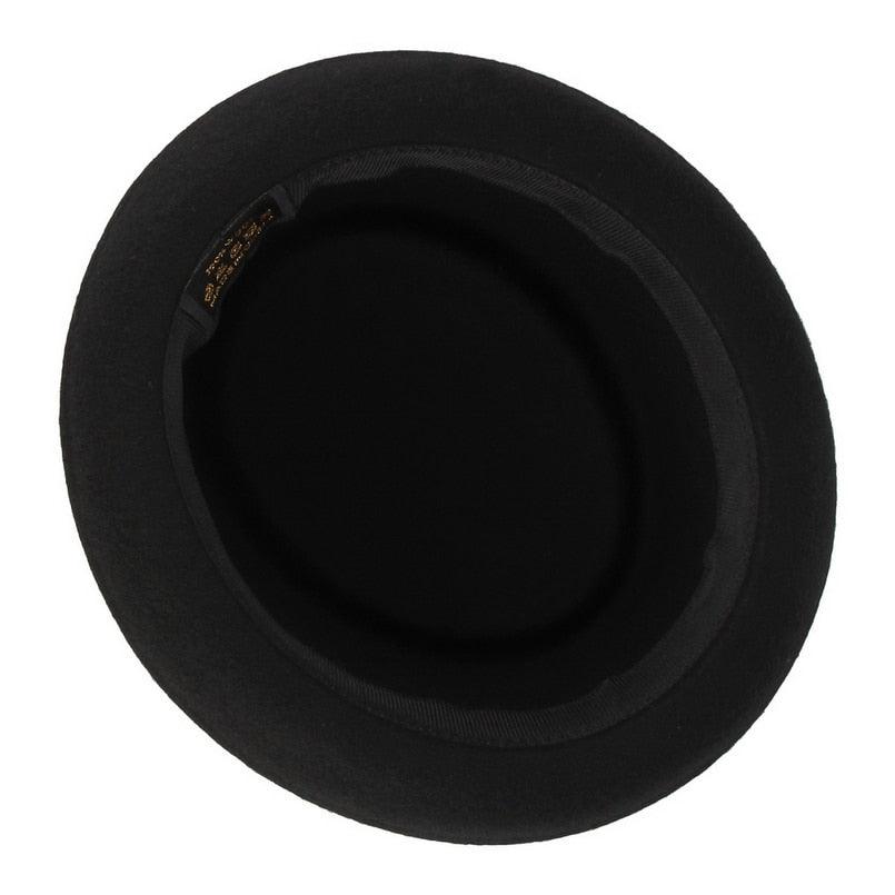 Unisex White Classic Wool Soft Hat Simple Black Fedora For Men Women Pork Pie Hat Comfortable Soft Porkpie Hats Flat Top Men's Fedora Autumn Winter Warm Hat Dress Hats Stevvex