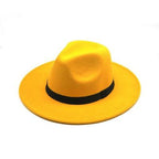 Black Fedora Hat Unisex Wide Brim Hat Autumn Winter Fedora Hat Wide Cap Winter Wool Classic Hat Men Elegant Gentleman Hat For Party Stevvex