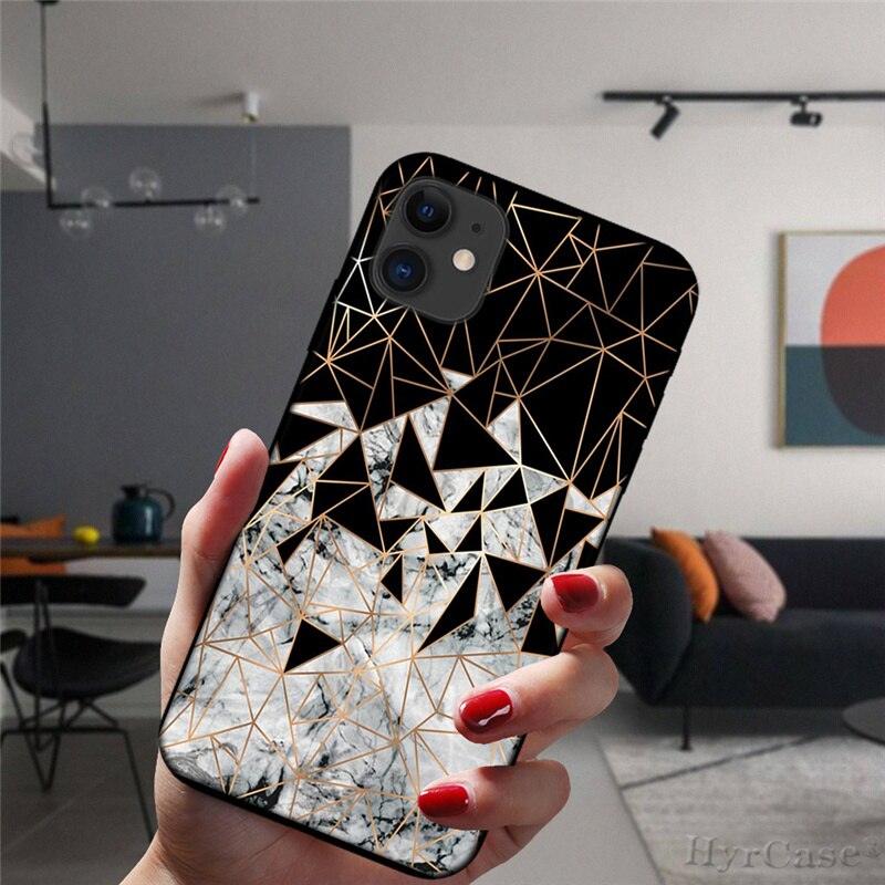Unique Abstract Ultra Thin Sparkle Soft Silicone Case For iPhone XS Max 8 7 Plus X XR 6 6S 5S Mini Black Phone Case Marble Geometric Art Soft Silicone Cover Stevvex