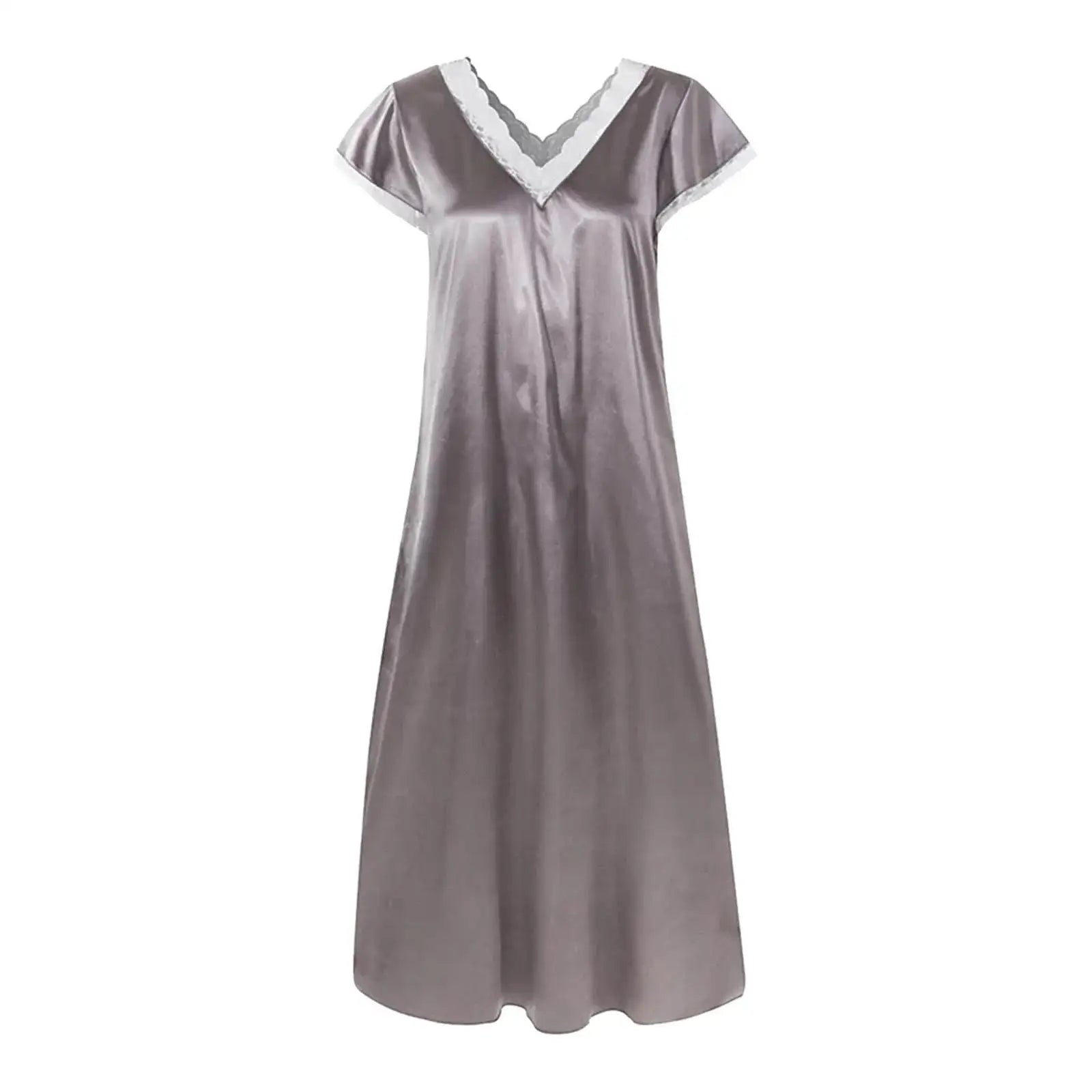 Women Summer Silk Sleepwear Short Sleeve V Neck Homewear Long Dress Nightgowns Sleepwear Sleep Tos Night Dress Underwear