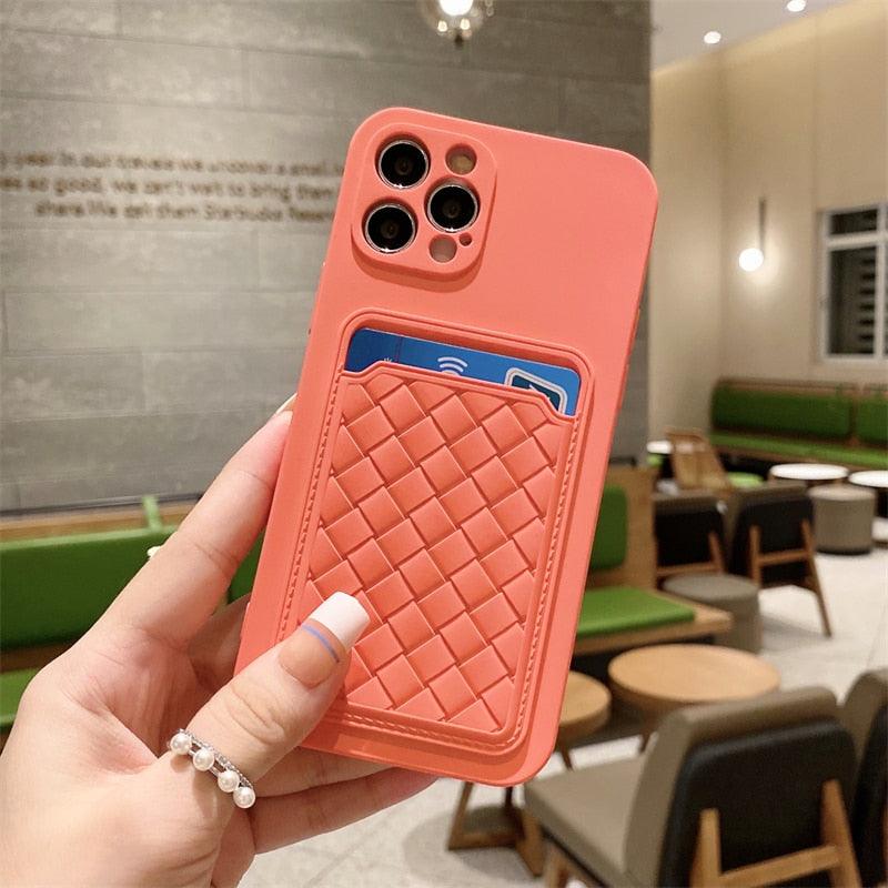 Luxury Colorful Card Holder Wallet Case For iPhone 14 13 11 12 Pro Max Mini 14 Plus Soft Silicone Purse Cover  Silicone Case with Card Holder Compatible with iPhone Stevvex