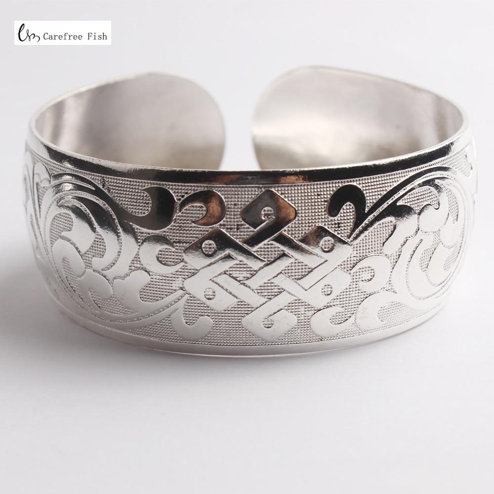 Big Elegant Luxury Amazing Classic Fashion Flower Metal Tibetan Indian Silver Vintage Retro Fashion Cuff Bracelet Bangle For Woman With Details of Animals - SJB-DIAMOND ELITES
