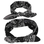 Luxury Modern Bow For Mother and Baby Headband Turban Rabbit Ears Elastic Hair Bands Retro Print Parent-Child Hair Accessories