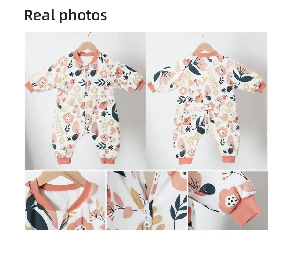 Baby Sleeping Bag Cute Flowers Print Toddler Sleepwear Walk Play Pajamas 2.5Tog Thick Winter Keep Warm Sleepsack 1-4 Years