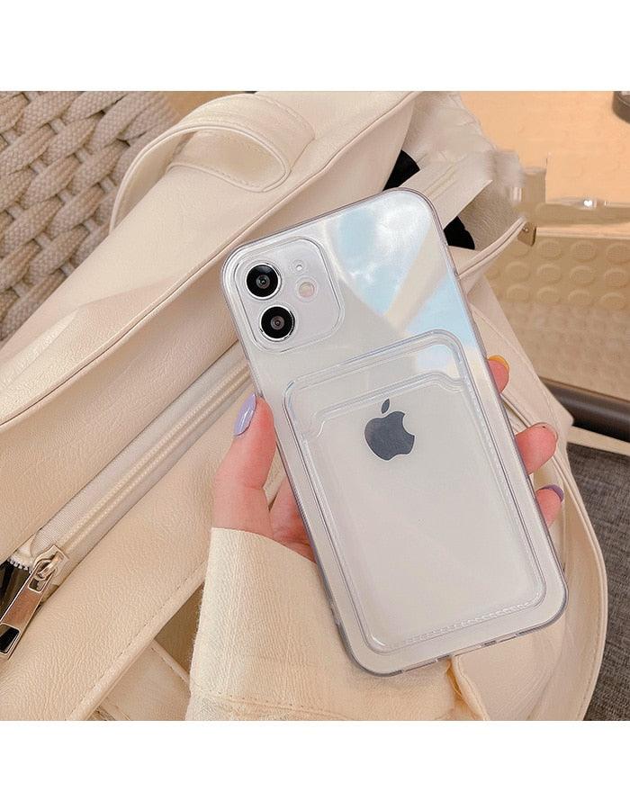 Transparent Mobile Phone Case For iPhone 11 12 13 14Mini case For iphone 11 Pro X XS Max XR 7 8 Plus SE Case Cover Soft Silicone Wallet Card Holder Stevvex