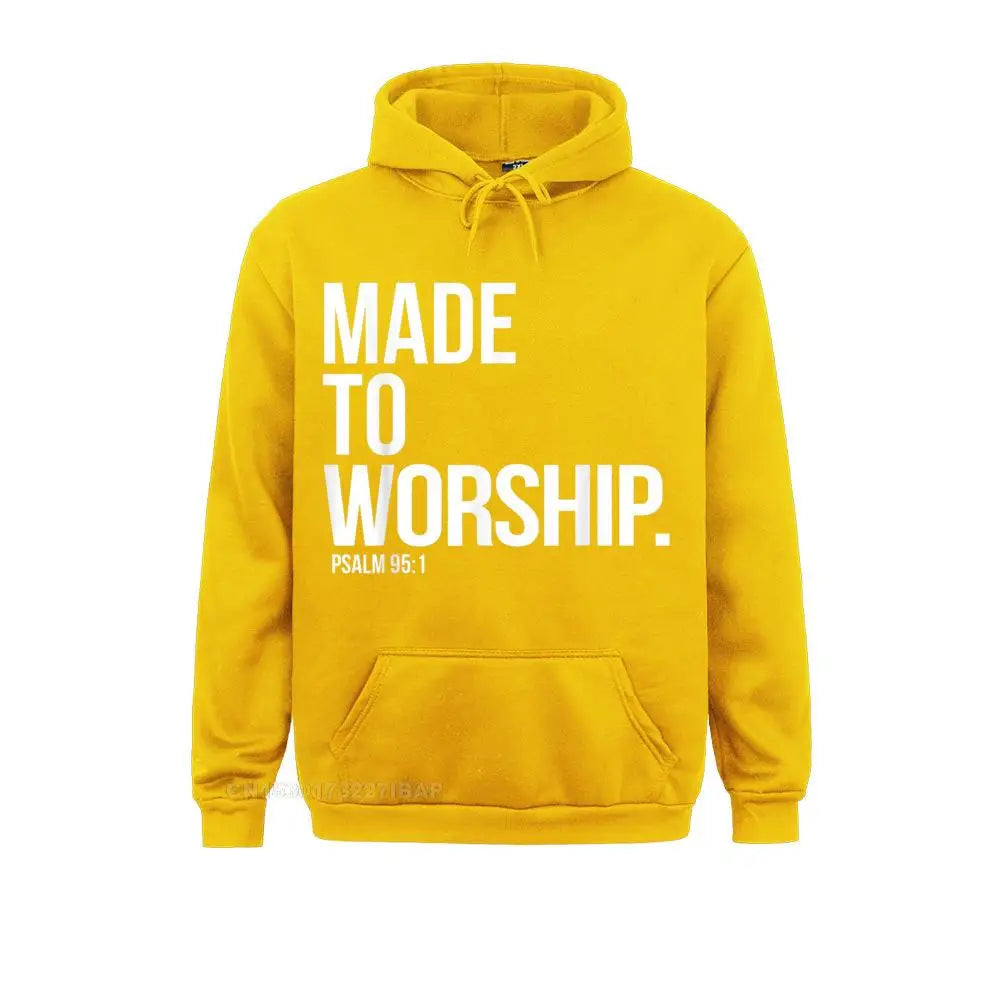 Made To Worship Psalm 95 1 Faith Based Christian Hoodie Print Mens Sweatshirts Plain Long Sleeve Hoodies Hip Hop Sportswears Lootquake LLC
