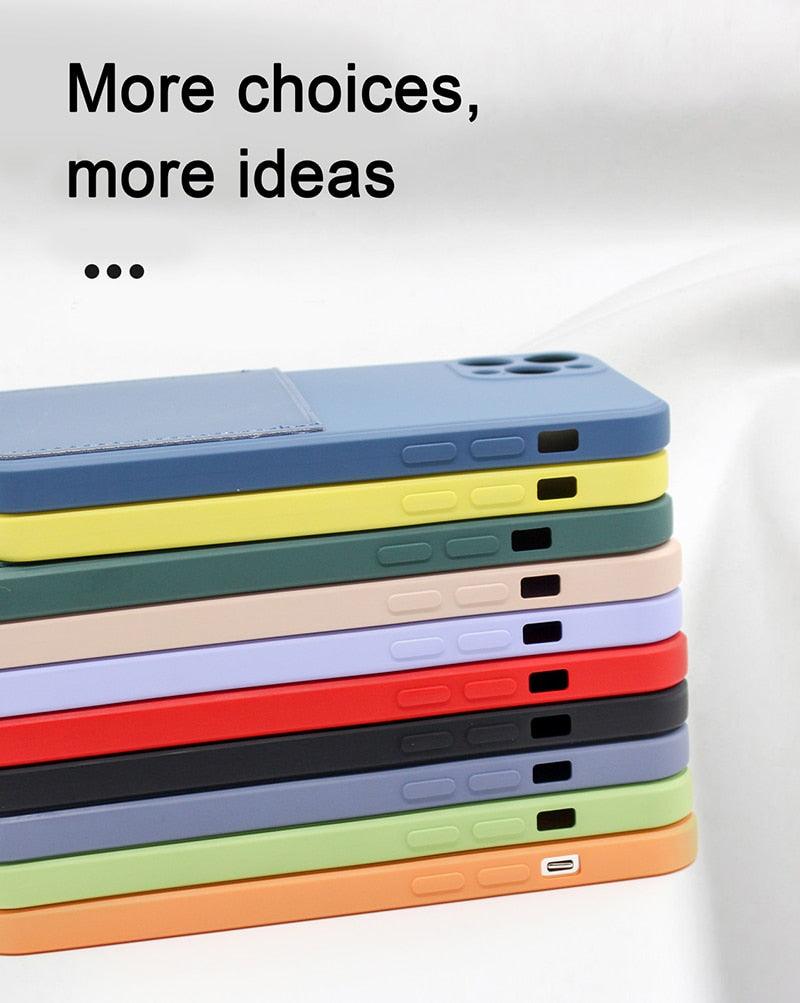 Simple Wallet Case For iphone Silicone Case For iphone 13 12 11 Pro Max Mini With Card Holder Cover Classic Silicone Full Protection Anti-Scratch Shockproof Case Stevvex