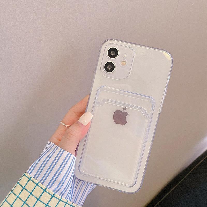 Transparent Mobile Phone Case For iPhone 11 12 13 14Mini case For iphone 11 Pro X XS Max XR 7 8 Plus SE Case Cover Soft Silicone Wallet Card Holder Stevvex