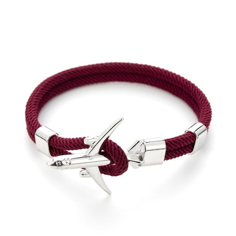 Modern Fashion Airplane Anchor Bracelets Men Charm Rope Chain Paracord Bracelet Women Male Air Force Style Wrap Metal Sport Hook Gift - SJB-DIAMOND ELITES