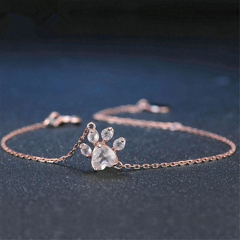 Elegant Wedding Jewelry Modern Dog Cat Paw Bear Claw Pink Heart AAA Cubic Zircon Rose Gold Chain Link Luxury Bracelets For Women Party Jewelry Gift - SJB-DIAMOND ELITES