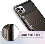 Blue Men Card Holder Hidden Pocket Phone Case Dual Layer Bumper Armor Protective Cover For iPhone 14 13 Pro Max 13 Mini 13 Pro Card Slots Wallet Case Cover Slide Armor Wallet Card Slots Holder for iPhone 13 Stevvex