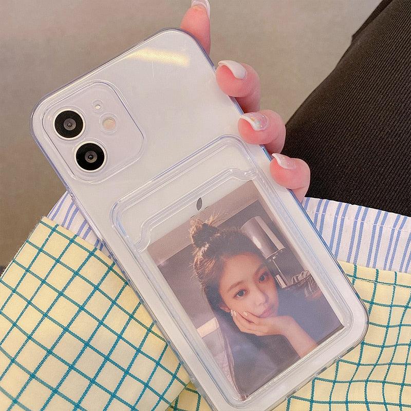 Transparent Mobile Phone Case For iPhone 11 12 13 14Mini case For iphone 11 Pro X XS Max XR 7 8 Plus SE Case Cover Soft Silicone Wallet Card Holder Stevvex