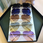 Metal Rimless Sunglasses for Men and Woman  Mirror Fashion  Trendy Pilot  Sun Glasses UV Protector Gradient Eyewear - SJB-DIAMOND ELITES