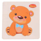 Baby Toys Wooden 3D Puzzle Cartoon Animal Intelligence Kids Educational Brain Teaser Children Tangram Shapes Learning - SJB-DIAMOND ELITES