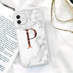 White A-Z Marble Texture Phone Cover For Iphone 12 Mini Soft Silicone Back Case Solid Name Phone Case Luxury Screen Camera Protection Shockproof Soft Cover Stevvex