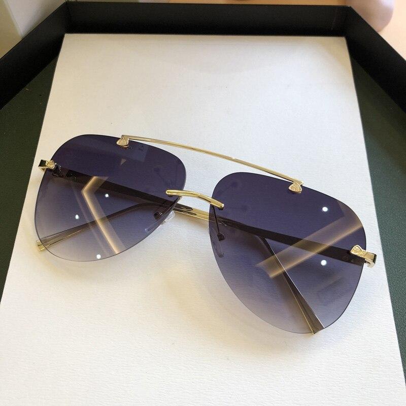Metal Rimless Sunglasses for Men and Woman  Mirror Fashion  Trendy Pilot  Sun Glasses UV Protector Gradient Eyewear - SJB-DIAMOND ELITES