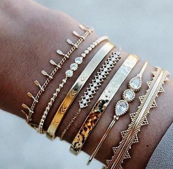 Bohemian Gold Tassel Bracelets For Women Summer Shell Clear Crystal Stone Luxury Jewelry - SJB-DIAMOND ELITES