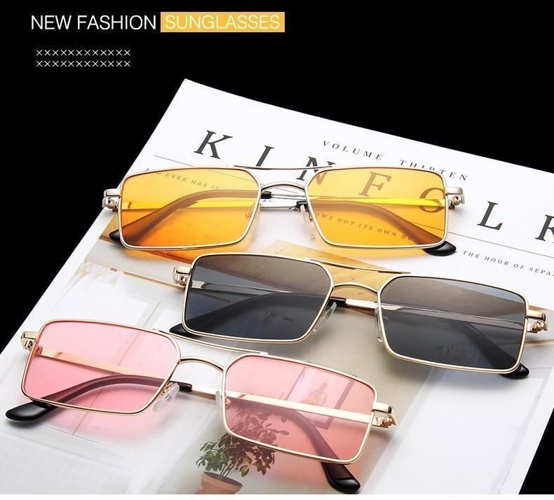 Luxury Famous Retro Modern Square Unisex Men and  Women‘s Sunglasses  With Alloy Metal Small Frame With Clear Double Bridge Men's Sunglasses - SJB-DIAMOND ELITES