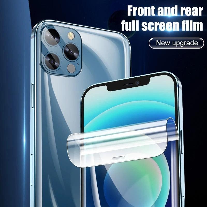 Full Cover Hydrogel Film For iPhone 13 7 8 Plus 6 6s Screen Protector 11 12 13 Pro mini XR X XS Max SE 2020 Back Film Not Glass Full Cover Screen Protector for iPhone Stevvex