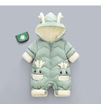 Modern Elegant Baby Warm Thick Cotton Hooded Jumpsuit Snowsuit Rompers Outfit for Children In Modern Design