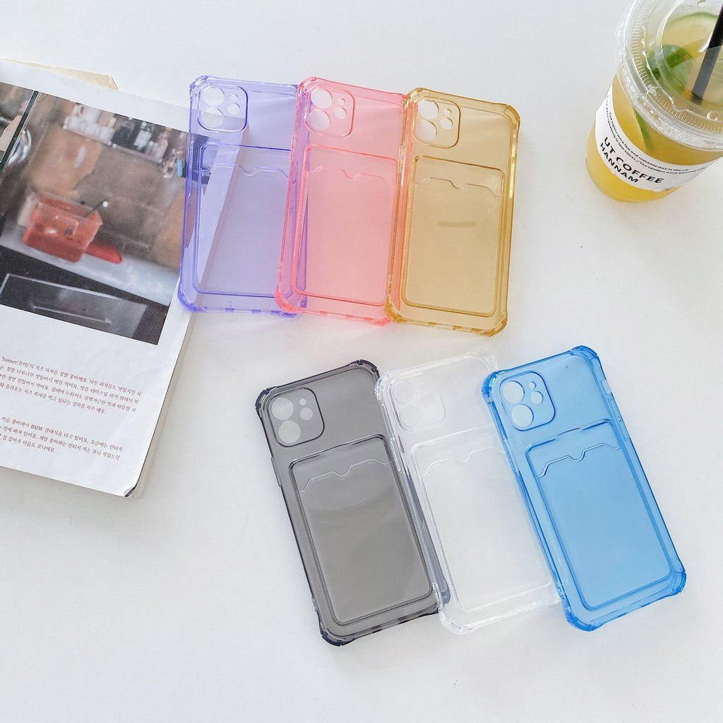 Transparent Wallet Case For iPhone 14 13 12 Pro Max Mini  Shockproof Cover with Card Slots Pockets Slim Fit Thin Protective Soft Shock-Absorbing Lightweight Wallet Case Stevvex