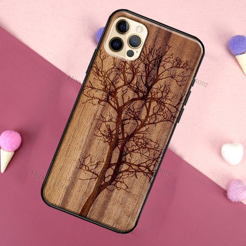 Vintage Tree Flower Bamboo Wood Case For iPhone Pro Max 12 13 min SE For iPhone 13 Shockproof Wooden Texture Protective Cover Unique & Classy Wooden Case Stevvex