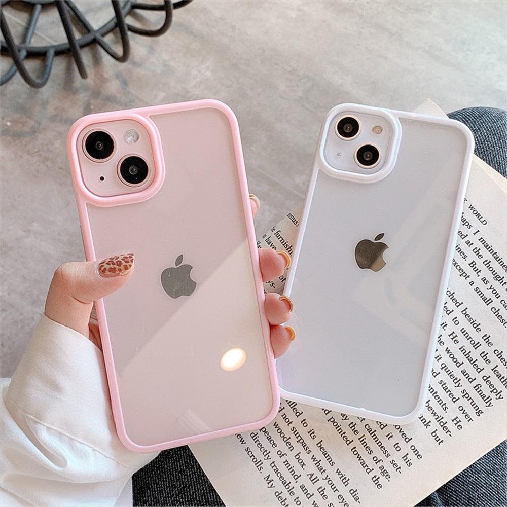 Unisex Cute Shockproof Silicone Bumper Phone Case For iPhone 14 11 12 13 Pro Max Colorful Transparent Protection Back Cover Silicone Protective Cover For iPhone Stevvex