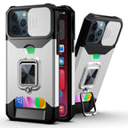 Slide Camera Cover Kickstand Card Wallet Case for iPhone11 X XS 8  Shockproof Protective Phone Case  Wallet Case for iPhone With Sliding Camera Case With Kickstand Magnetic Adjustable Ring Holder Stevvex