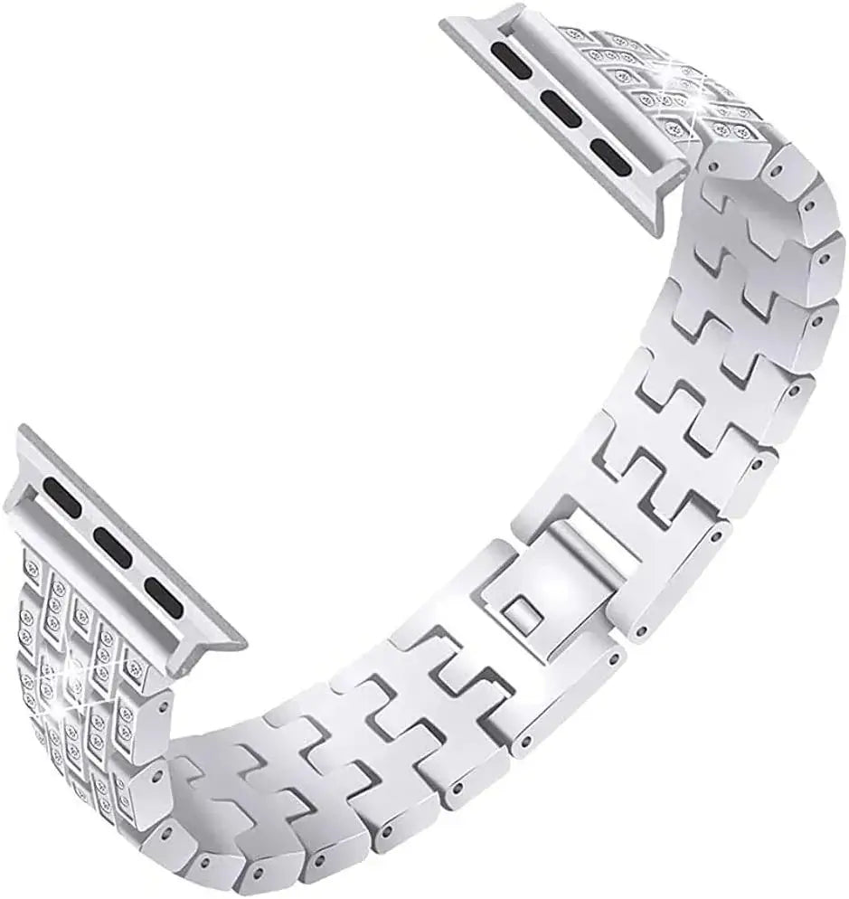 Apple Watch Bedazzled Stainless Steel Strap - Elegant Design - SJB-DIAMOND ELITES