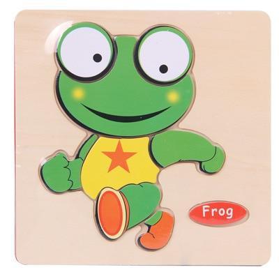 Baby Toys Wooden 3D Puzzle Cartoon Animal Intelligence Kids Educational Brain Teaser Children Tangram Shapes Learning - SJB-DIAMOND ELITES